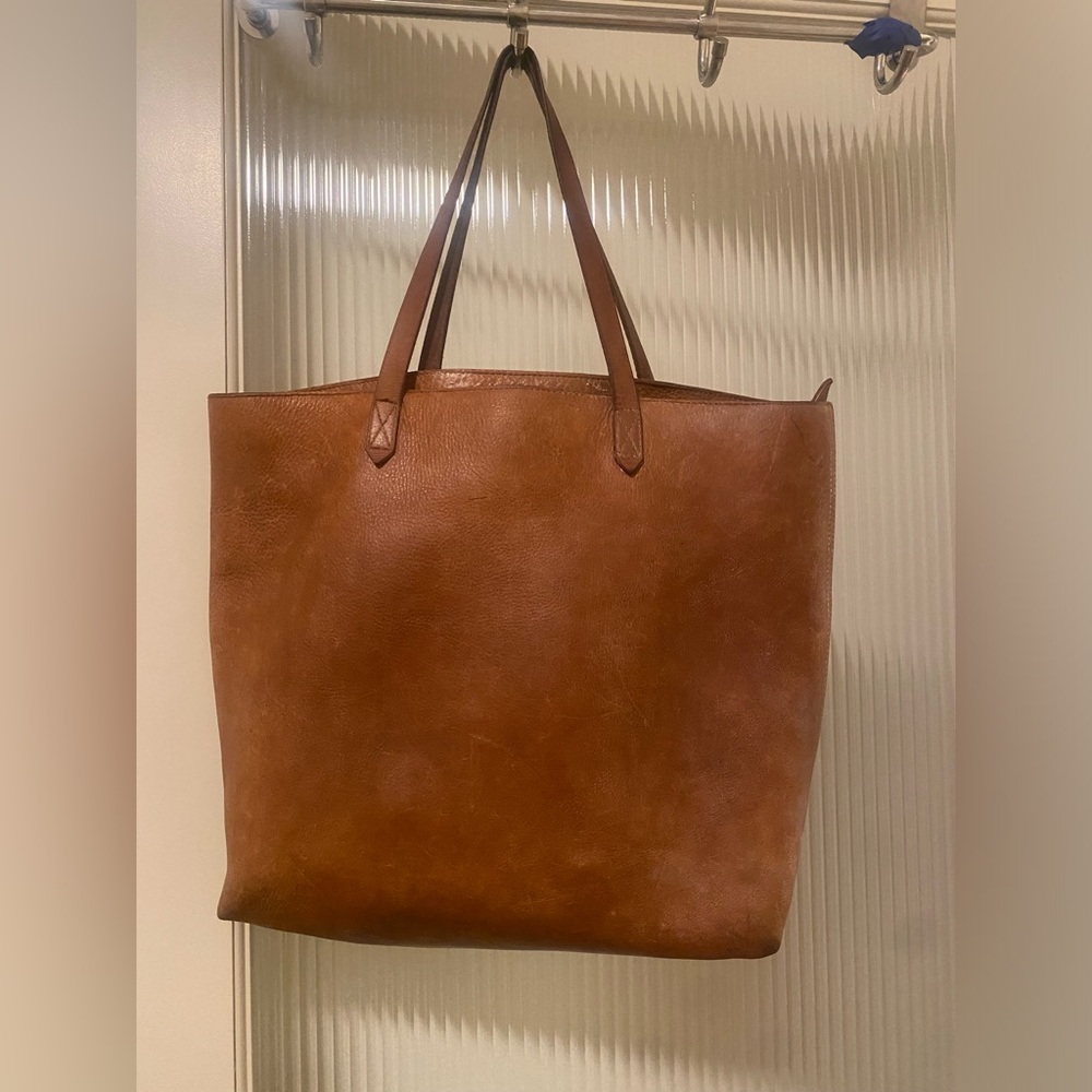 Madewell large leather transport tote bag
